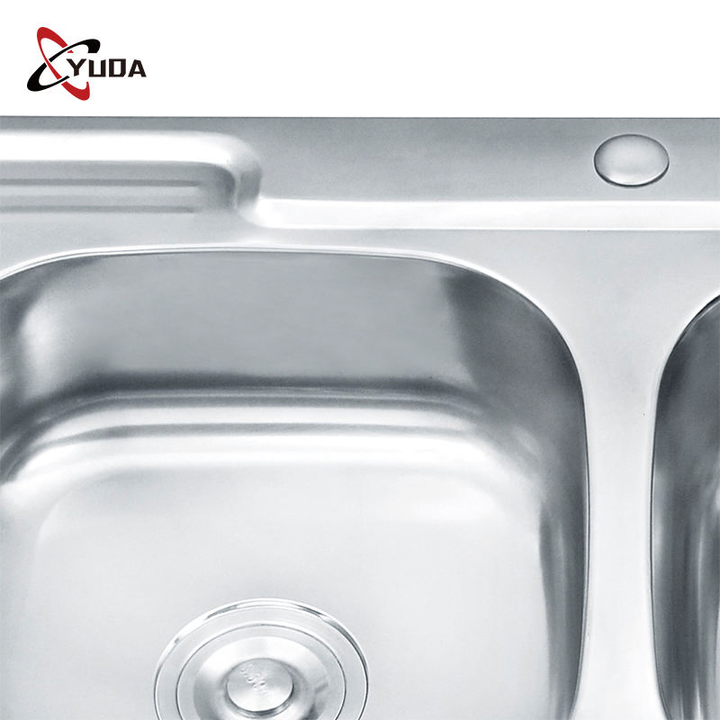 Modern Farmhouse Kitchen Sink 304 Stainless Steel Double Bowl with Plate Sink