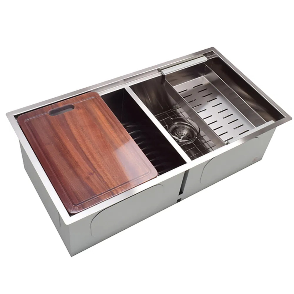 Best Farmhouse Kitchen Workstation Undermount Stainless Steel OEM Size Double Bowl Sink