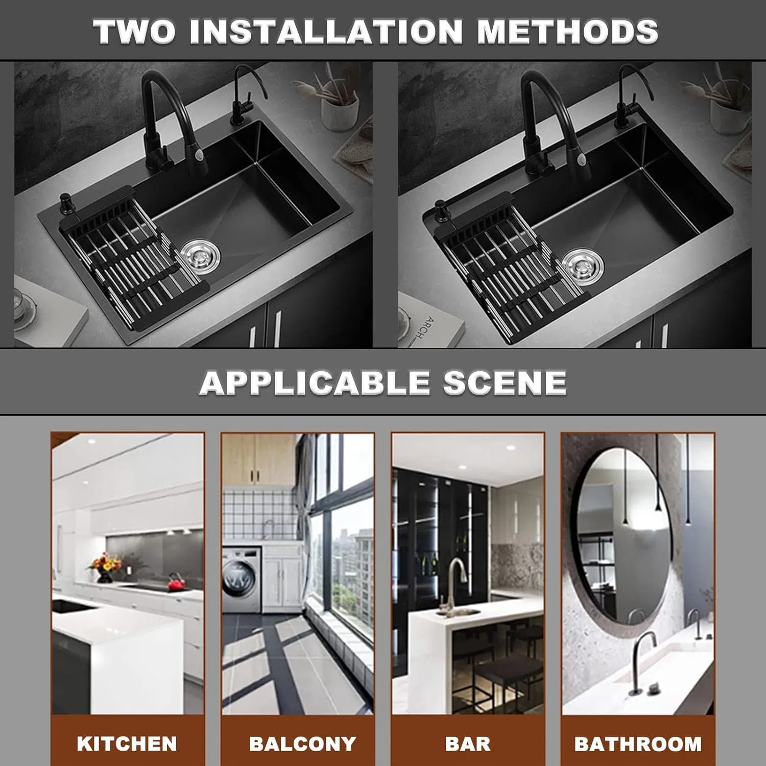 Stretchable Kitchen Stainless Steel Handmade Sink with Faucet