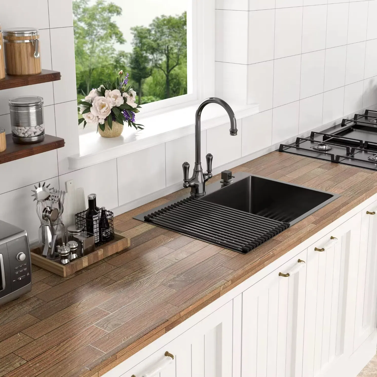 PVD Black Drop in Topmount Modern Stainless Steel Handmade Kitchen Sink