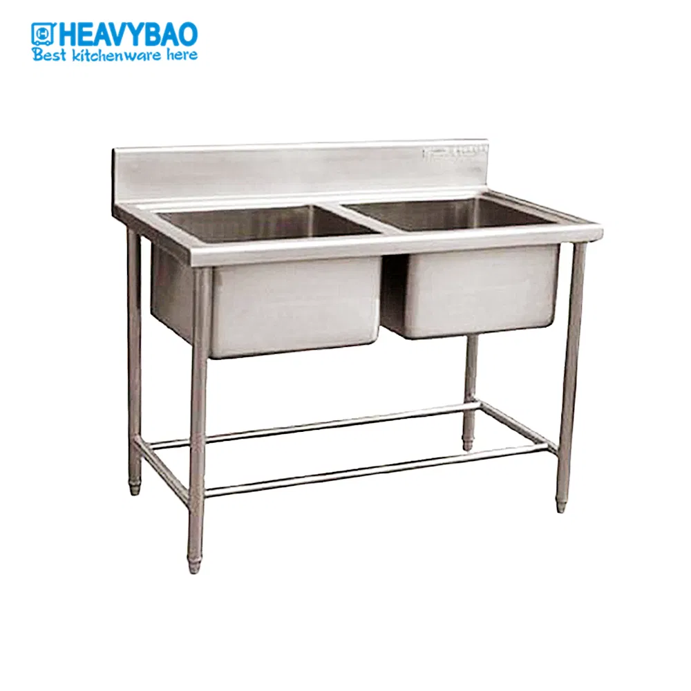 Heavybao 700X700mm Stainless Steel Single Bowl High Standing Kitchen Outdoor Washing Table
