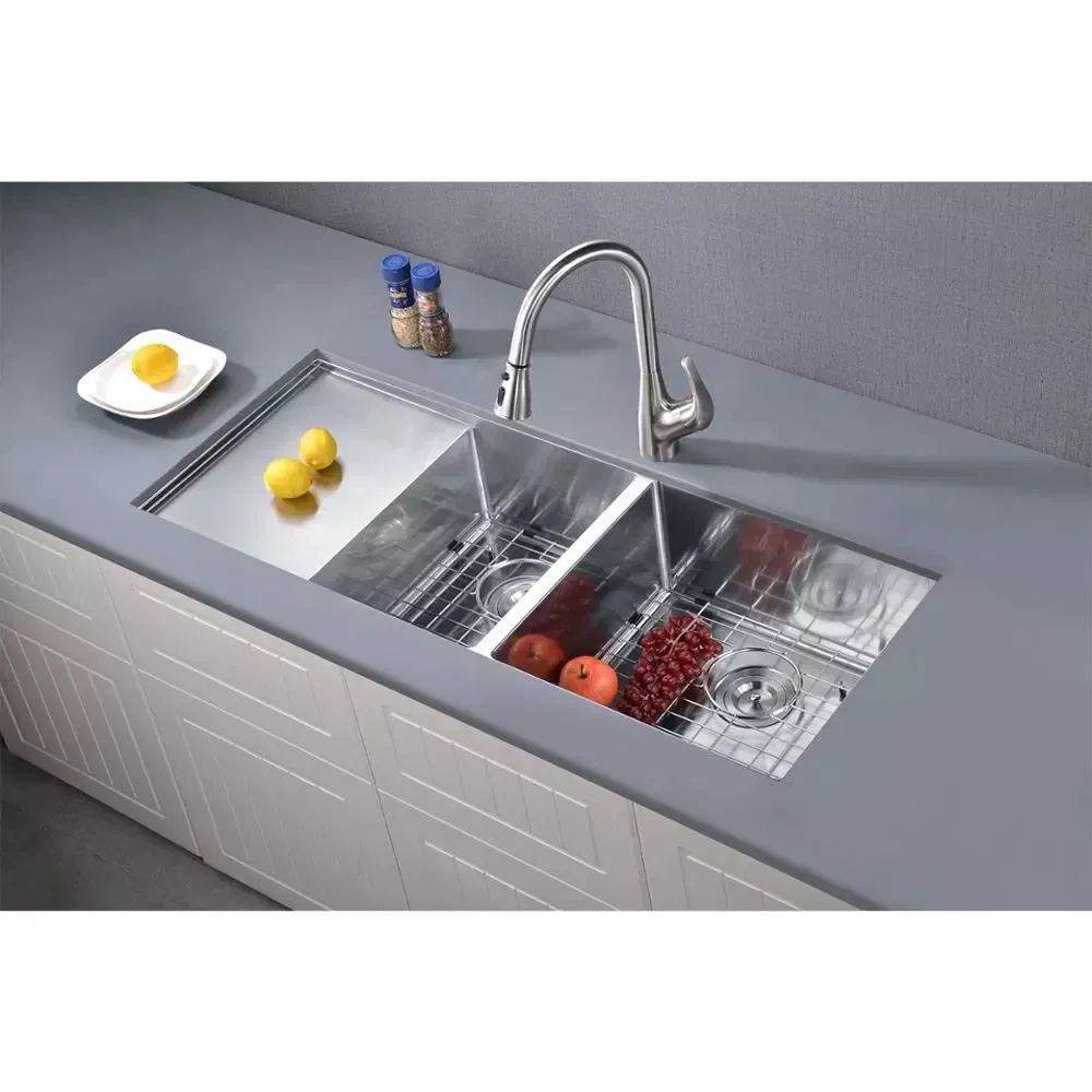 16"X 20" Inch 18 Gauge Commercial Large Topmount Drop-in Single Bowl Basin Handmade SUS304 Stainless Steel Kitchen Sink Brushed Nickel Kitchen Sink with Drainb