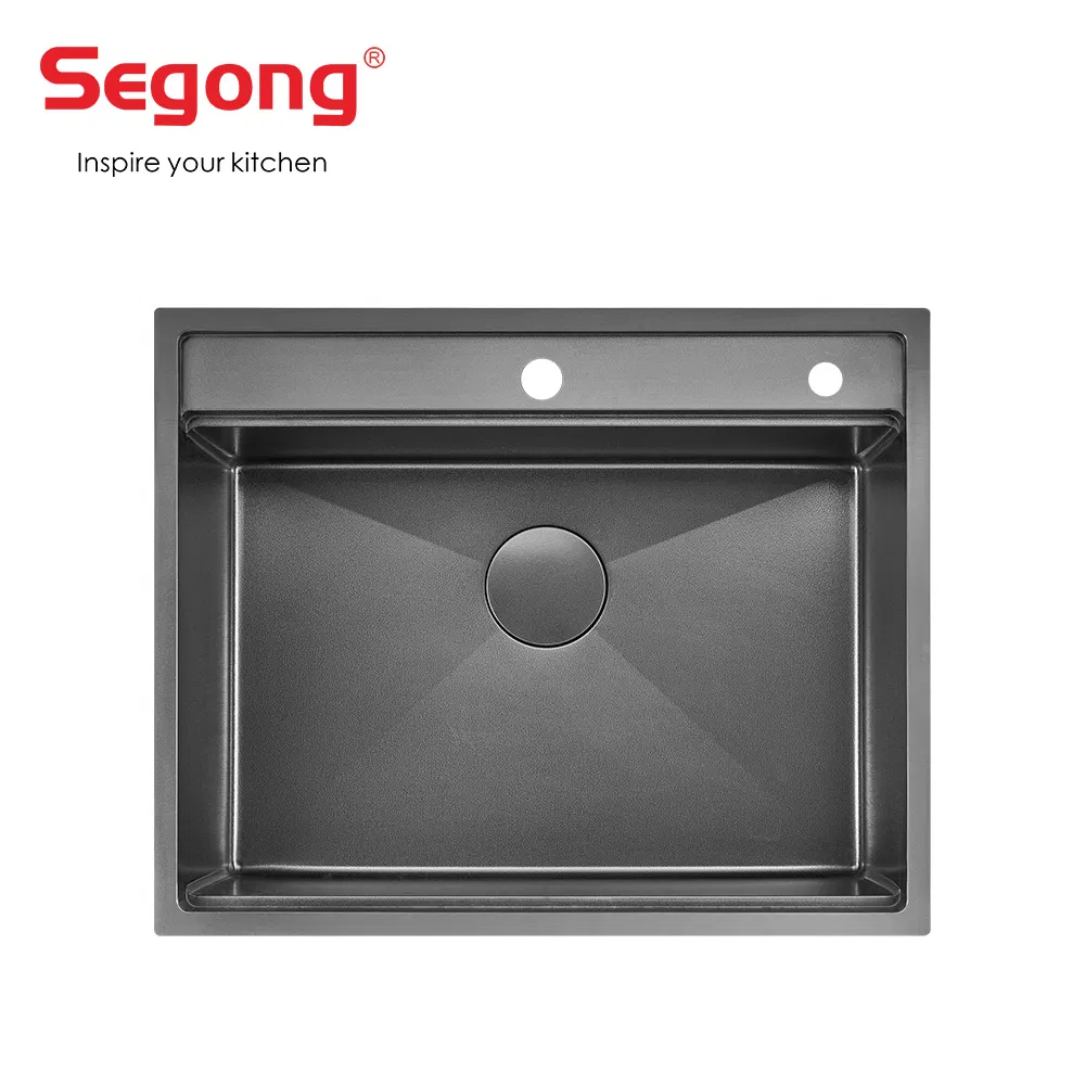 Black Topmount Stainless Steel Drop in Handmade Kitchen Sink with Accessories