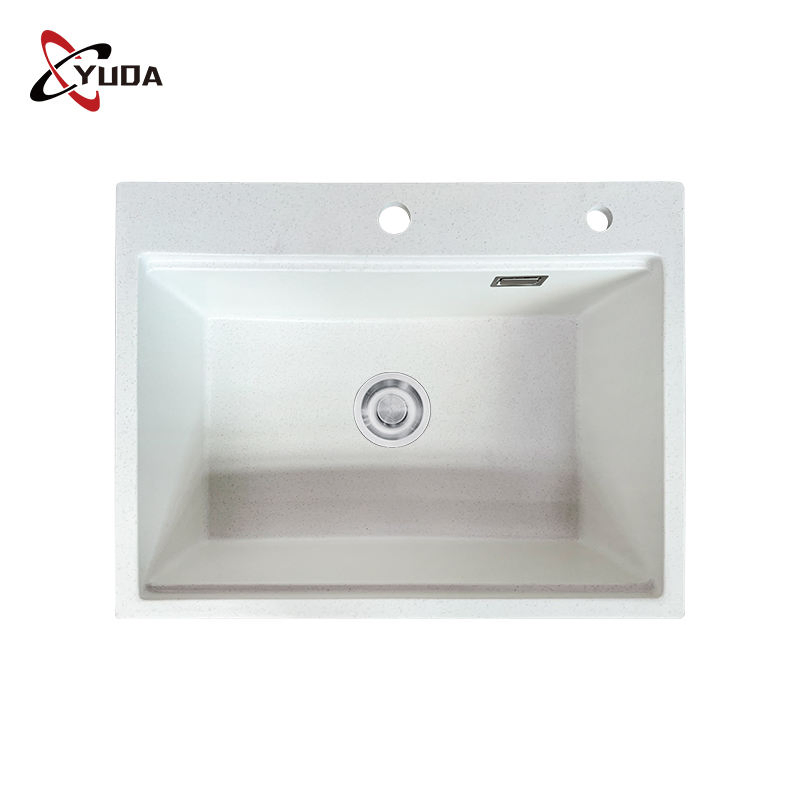 Factory Wholesale Composite Granite Marble Sink Single Bowl Quartz Stone Sink Bathroom Sink White Quartz