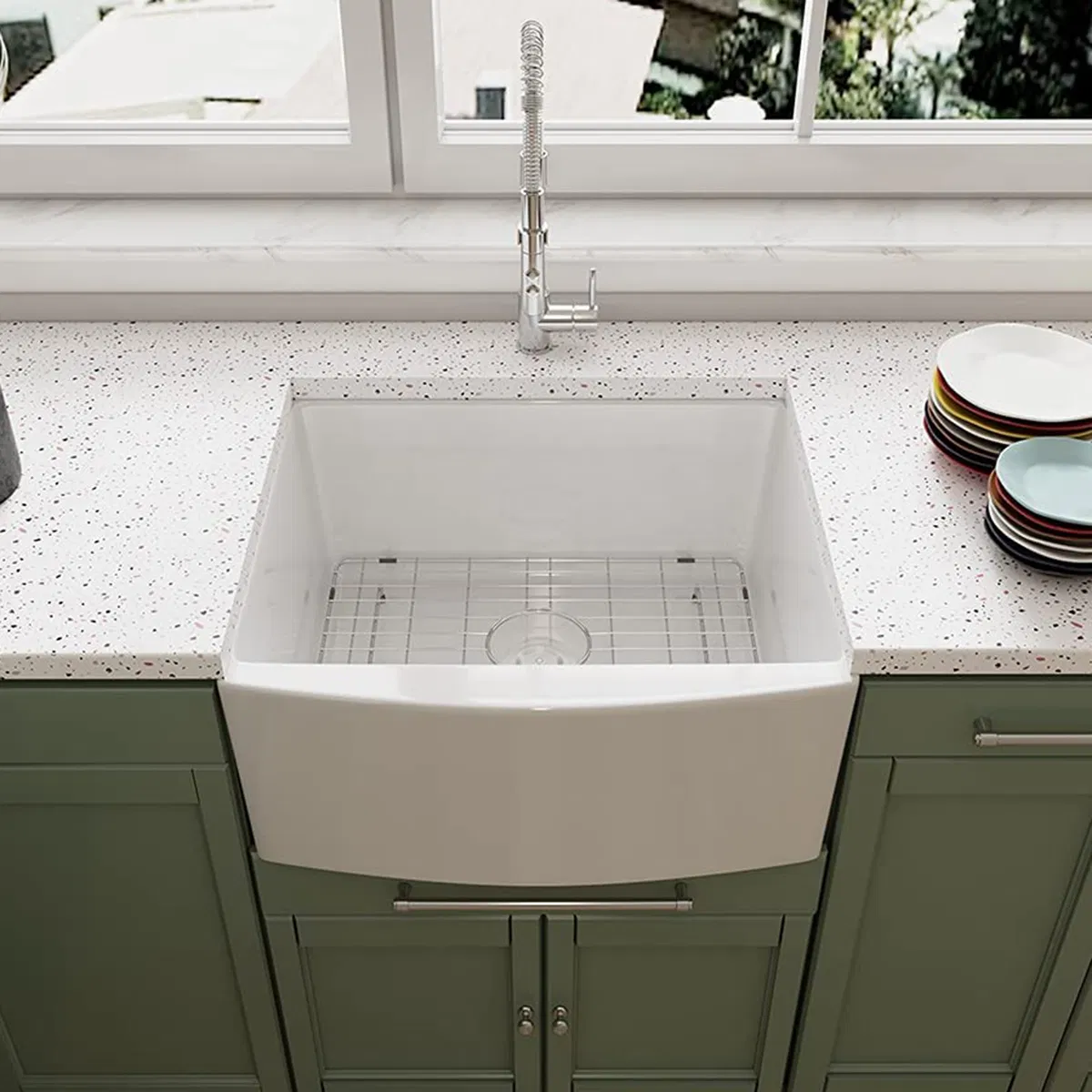 Popular Design Cupc Small Size 24 Inch White Ceramic Solid Surface Farmhouse Apron Front Kitchen Sink