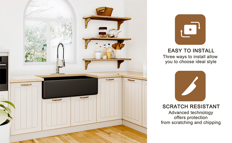 China Wholesale 30-Inch Kitchen Sink Fireclay Apron -Front Farmhouse Deep Black Farmhouse Sink