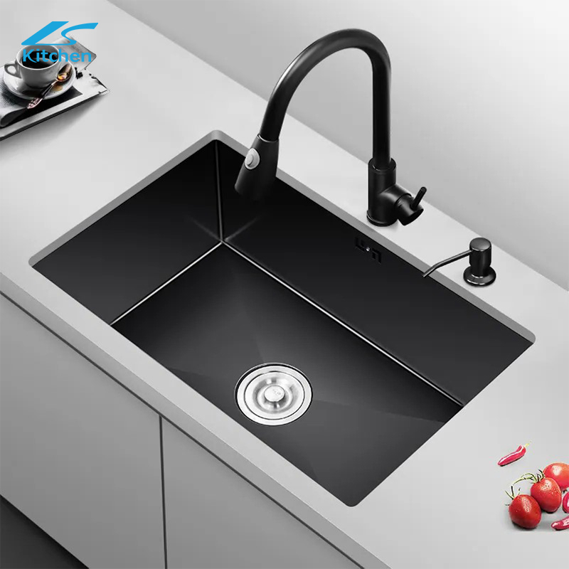Modern Kitchen Sink Stainless Steel Single Bowl Black Handmade Undermount Sink Fregadero Cocina