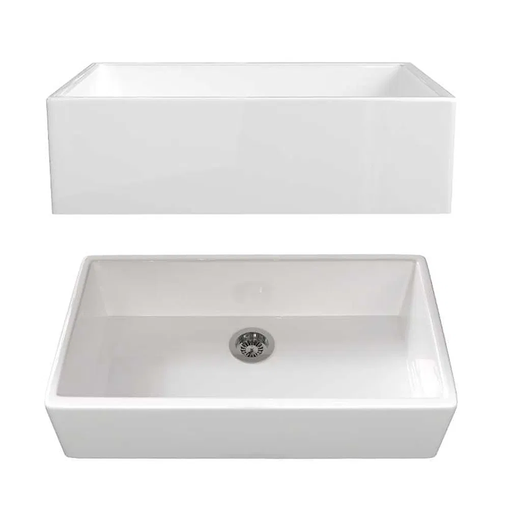 Ortonbath Apron Front Single Bowl White Farmhouse Sink Farm Sink Fireclay Kitchen Sinks Drop in Undermount Kitchen Sink with Drainer