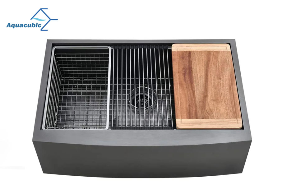 Factory Customization Farmhouse Apron Front Ledge Workstation Sink 16 Gauge 10 Inch Deep Single Bowl Stainless Steel Kitchen Sink