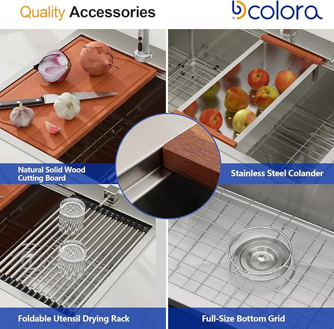 Drop in Kitchen Sink Splash Guard Stainless Steel Topmount Workstation Sinks