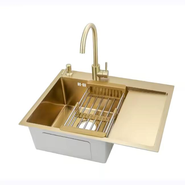 Modern Nano Handmade High Quality Silver Sink Single Bowl Stainless Steel Square Kitchen Sink/SS304