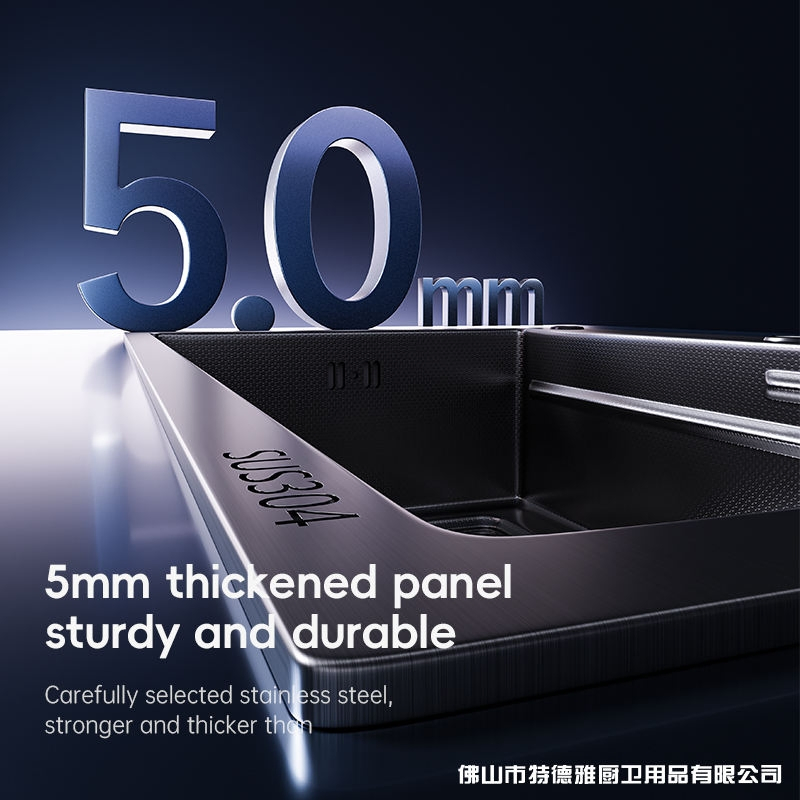 Kitchen Sink with Integrated Cutting Board/Drain Bowl - Space-Saving Design