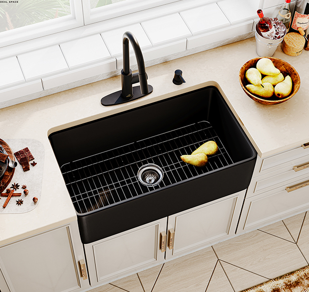 China Wholesale 30-Inch Kitchen Sink Fireclay Apron -Front Farmhouse Deep Black Farmhouse Sink