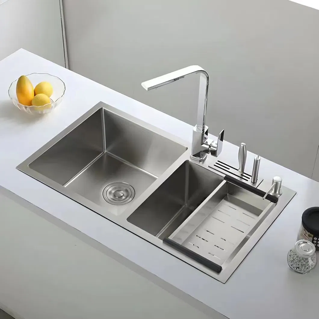 Hand Made Corner Kitchen Sinks Stainless Steel 304