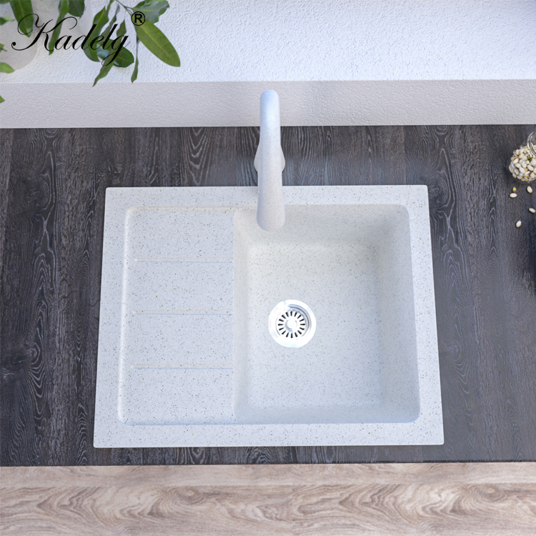 Wholesale Custom Undermount White Single Bowl Rectangular Quartz Apron Sink Kitchen Sink