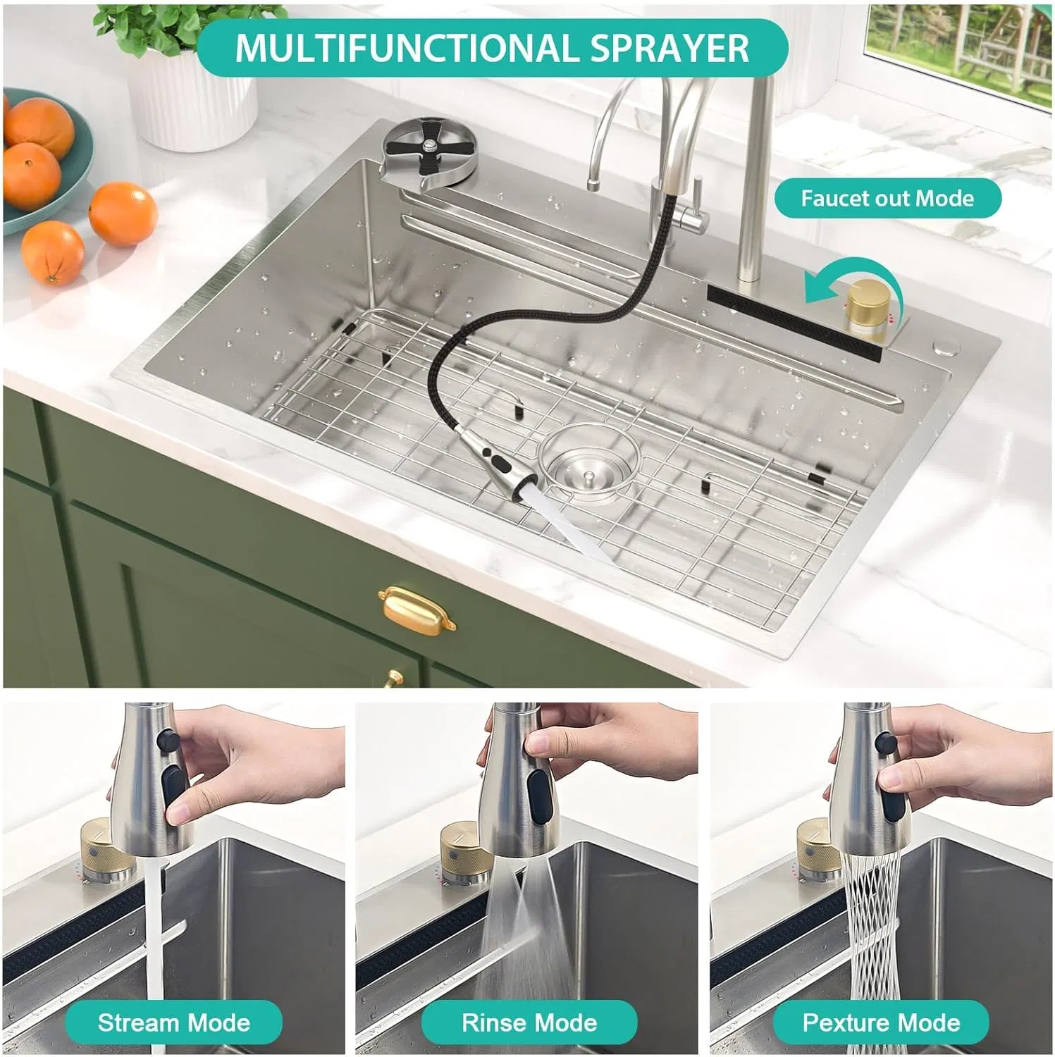 33X22 Drop in Workstation stainless Steel Kitchen Sink Topmount