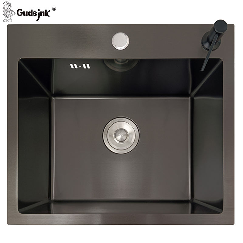 Gudsink Fregadero Black Handmade Single 5050 Kitchen Sink Basin Stainless Steel Sinks