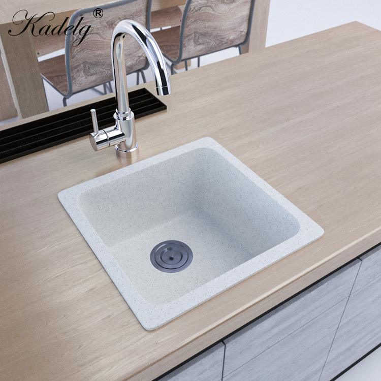 Small Size Grey Single Bowl Undermount Granite Composite Kitchen Sink Vent Pipe