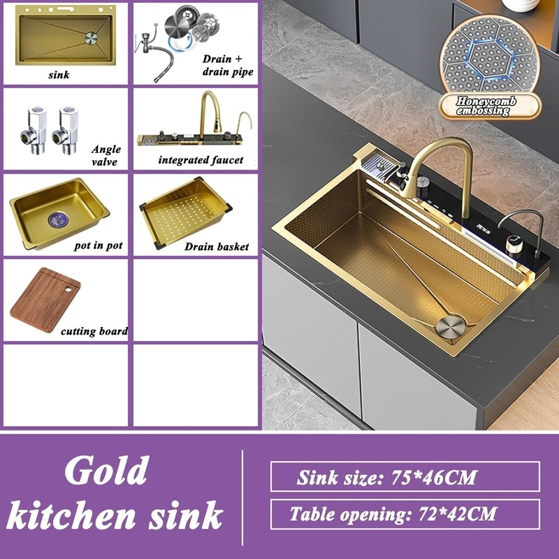 Modern Trendy Stainless Steel Handmade Sink Faucet with Stretchable Design
