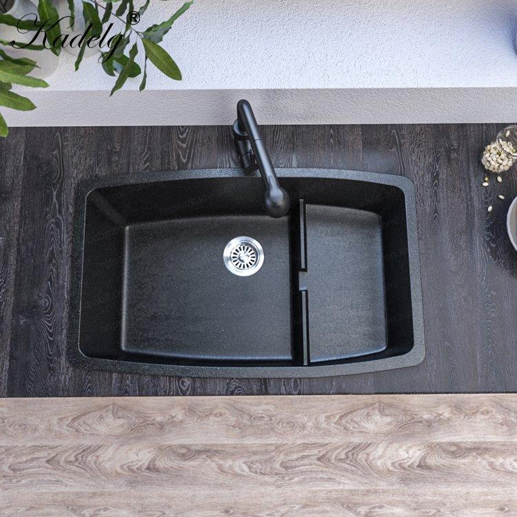 China Supplier Top Mount Grey Single Bowl Rectangular Composite Granite Kitchen Utensils Kitchen Sinks