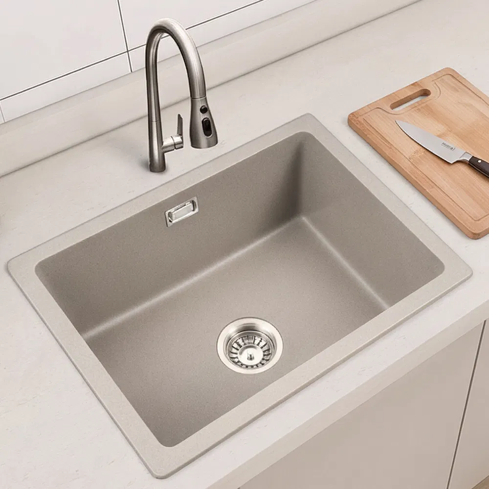 Wholesale Factory Modern Composite Granite Kitchen Sink Single Bowl Undermount Farmhouse Sink