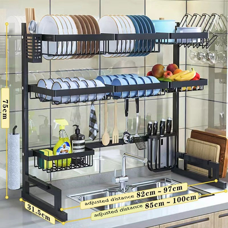 Retractable Adjustable Size: 65-85cm Stretchable Sink Drainage Rack, Perfectly Fits Most Kitchen Sinks/Countertops, Free to Adjust for Different Space Needs.