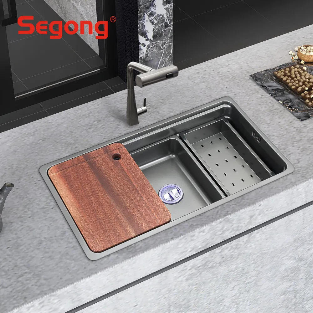 SUS 304 Multifunctional Kitchen Sink with Cutting Board and Sliding Bowl