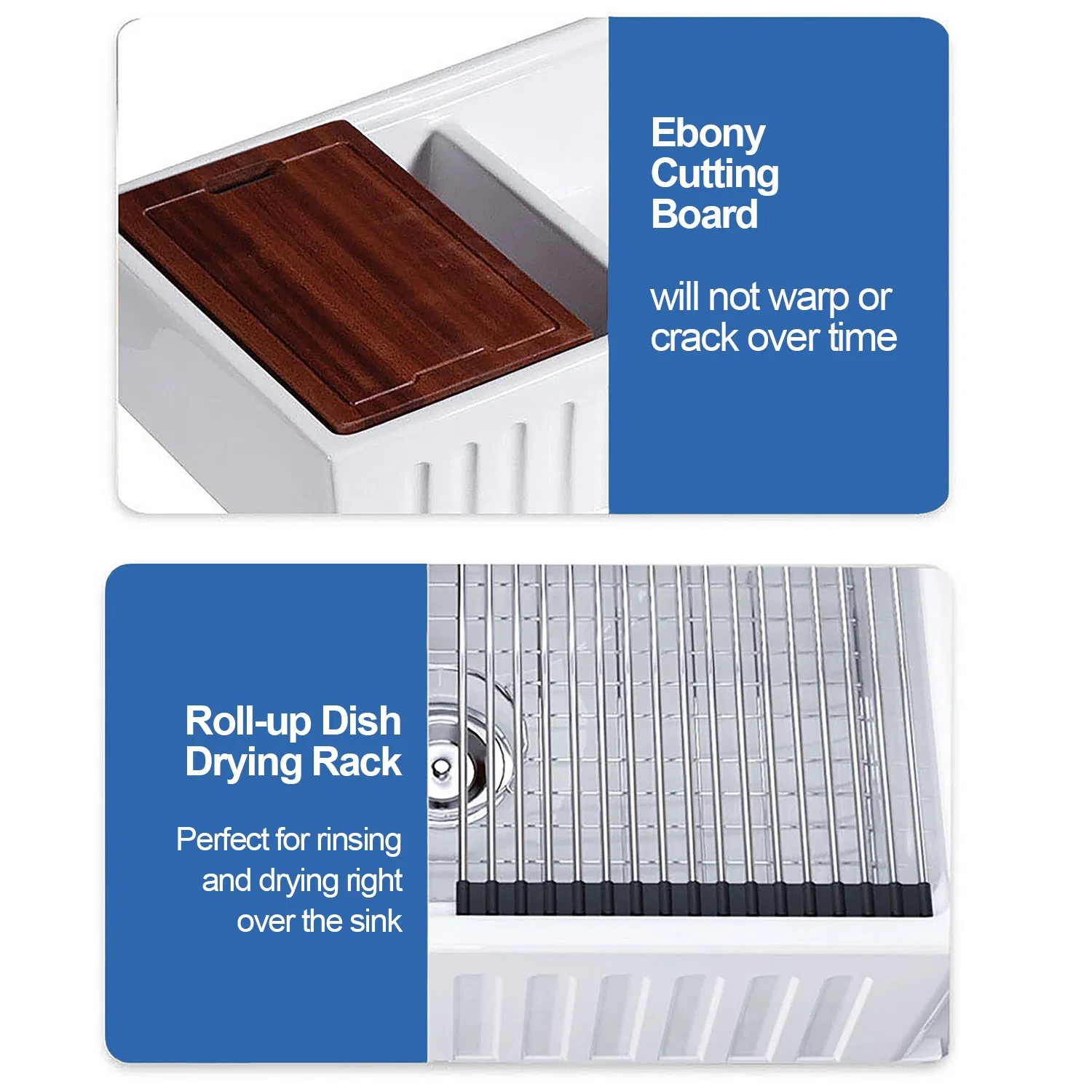 CPU Wholesale Farmhouse Deep Single Bowl White Ceramic Porcelain Fireclay 33inch Rectangular Apron-Front Kitchen Farmhouse Sinks