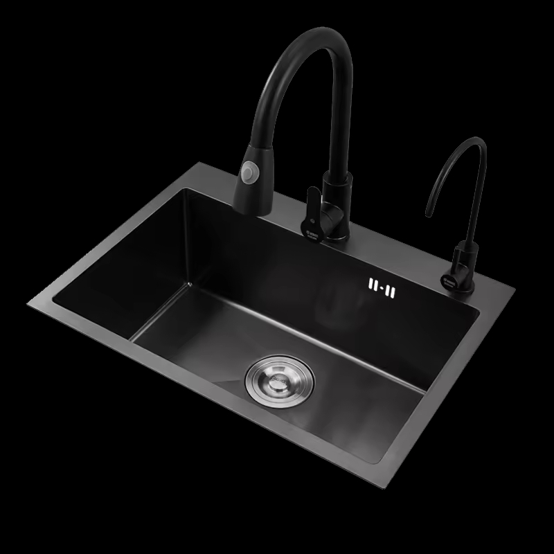Stainless Steel Sink 304 Wire Drawing Process Kitchen Hotel Modern Design Rectangular with Multifunctional Faucet