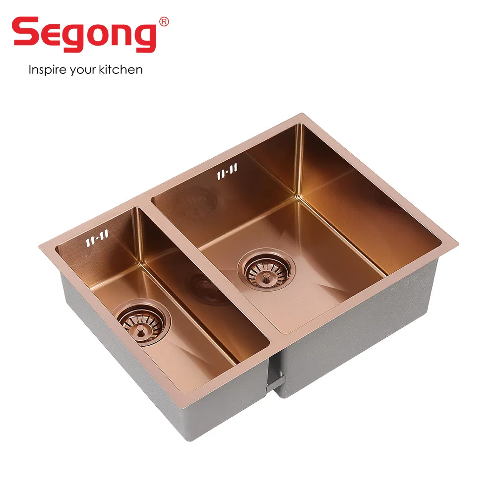 High Quality Duarable SUS304 Double Bowl Rose Gold Kitchen Sink