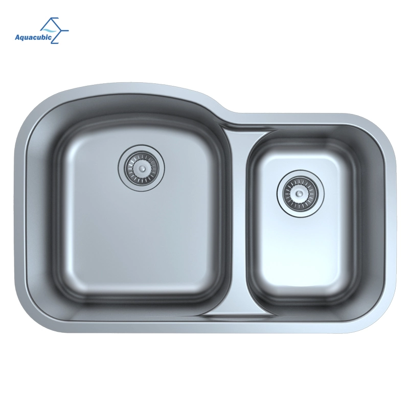 Aquacubic Press Hydrolic Make Stainless Steel Undermount Round Corner Double Bowl Moduled Kitchen Sink