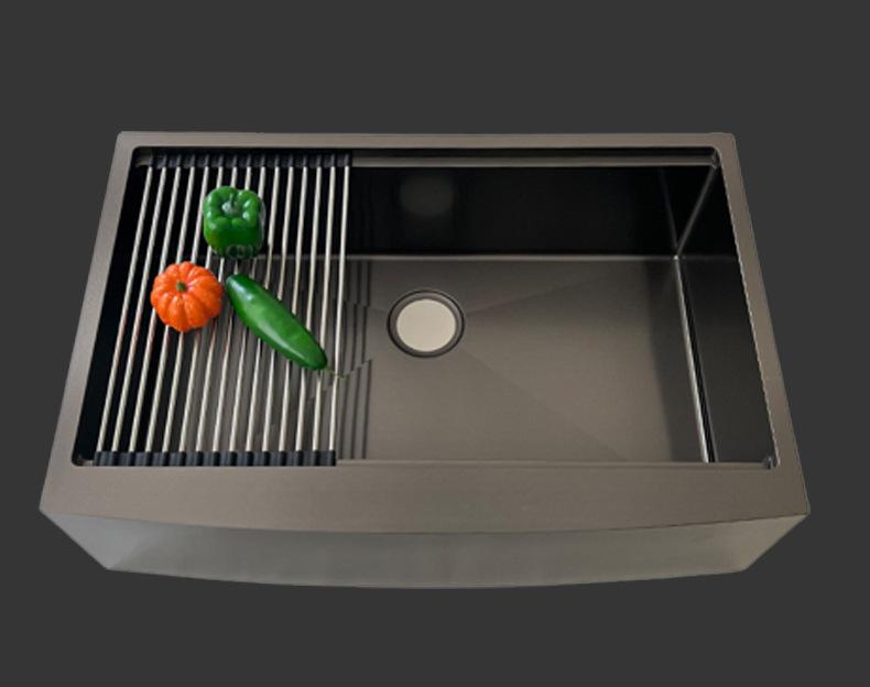 The Kitchen Sink Handmade Basin Rounded Corner Steps Single Pot Cross -Border Home Stainless Steel Single Slot Wash Basin