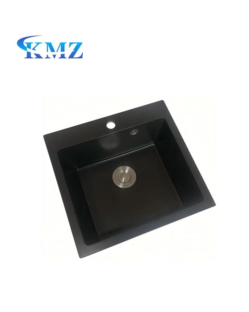 Contemporary Brushed Topmount Stainless Steel Single Bowl Deep Small Black Drop in Kitchen Sinks