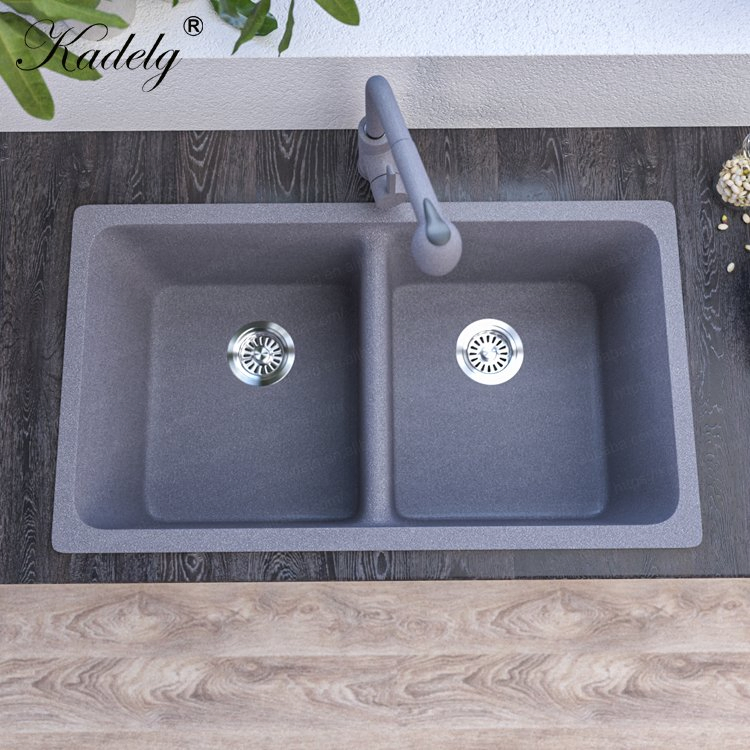 33 Inch Undermount Quartz Stone Double Bowl Kitchen Sink Lowes