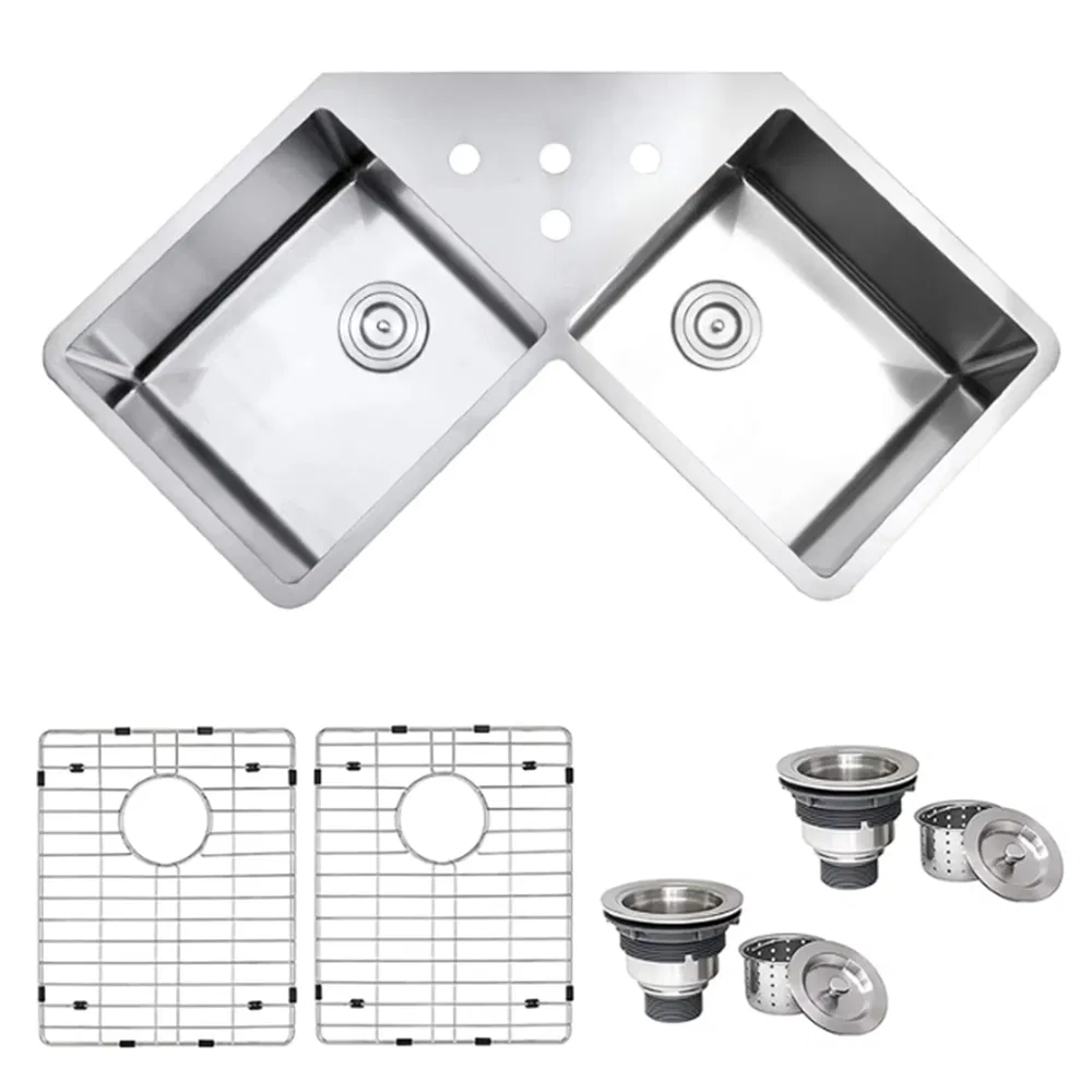 ODM/OEM Luxury Irregular Corner Single Bowl 304/201 Handmade Stainless Steel Kitchen Sink
