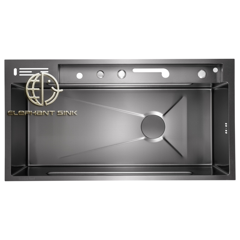 Versatile Whale Kitchen Sink with Built-in Faucet and Cutting Board