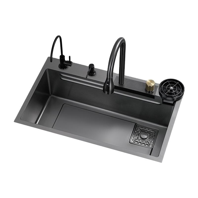 Smart Commercial Black Nano Stainless Steel Undermount Kitchen Sink Fregadero Cocina