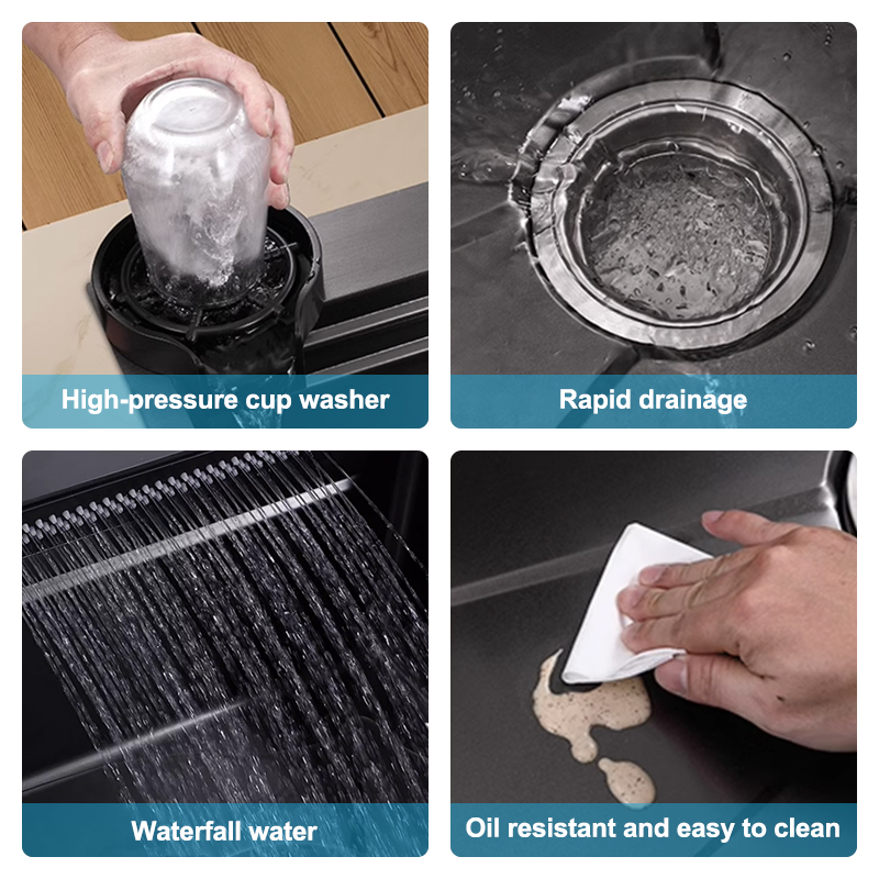 Smart Commercial Black Nano Stainless Steel Undermount Kitchen Sink Fregadero Cocina