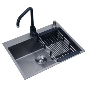 High-Quality 304 Stainless Steel Kitchen Sink with Integrated Drain Rack