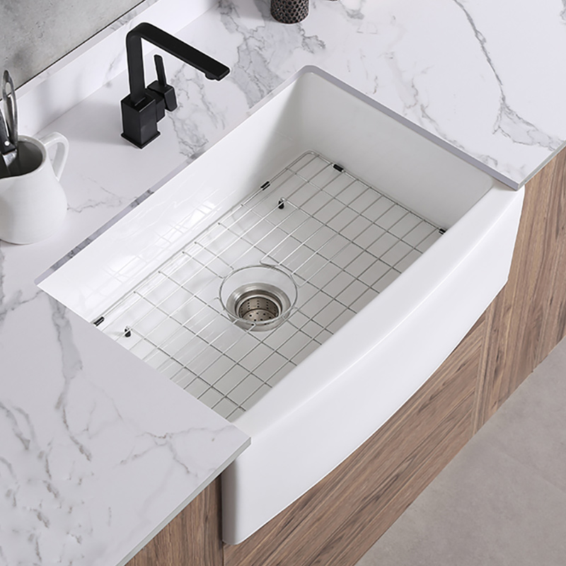 Large Size Single Bowl Farmhouse White Ceramic Kitchen Apron Front Sinks