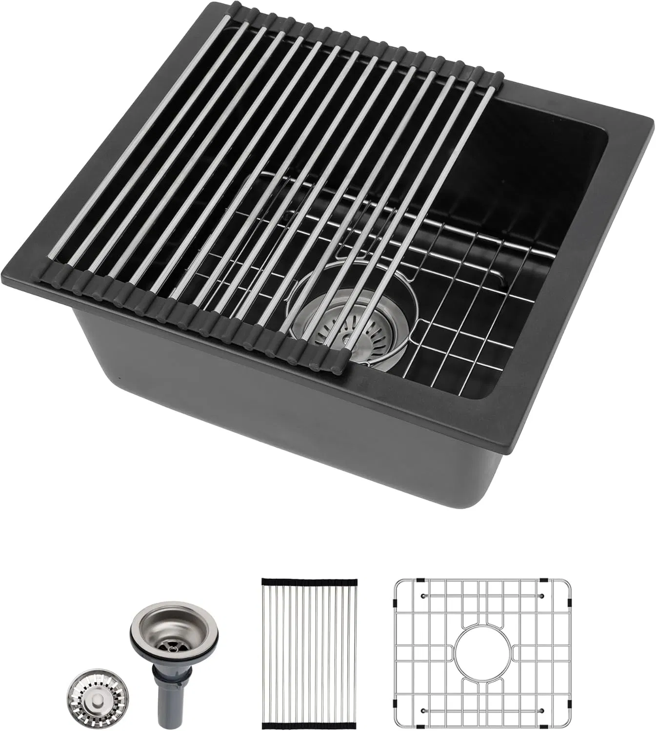 Quartz Granite Composite White Kitchen Sink Single Bowl Rounded Corners Undermount Sink Deep