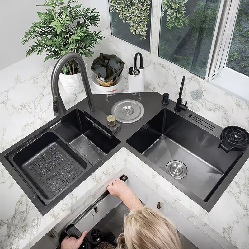 Sink Customized Customized Special-Shaped Kitchen Sink 304 Stainless Steel Handmade Corner Dishwashing
