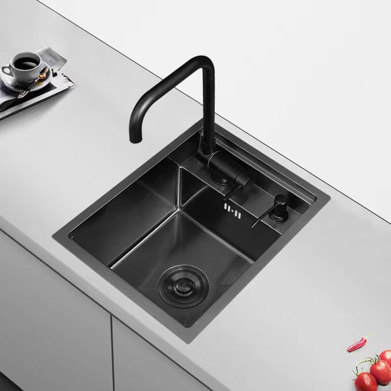 Bistro Invisible Single Bowl Stainless Steel Hidden Kitchen Sink with Foldable Faucet