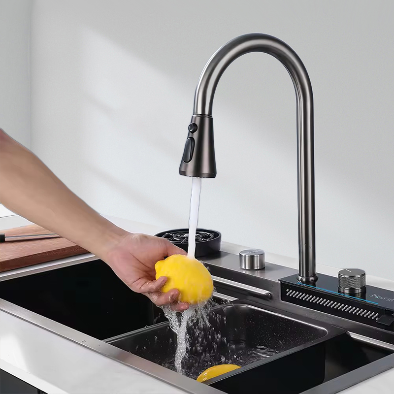 Stainless Steel 304 Black Color Smart Kitchen Sink with Cutting Board