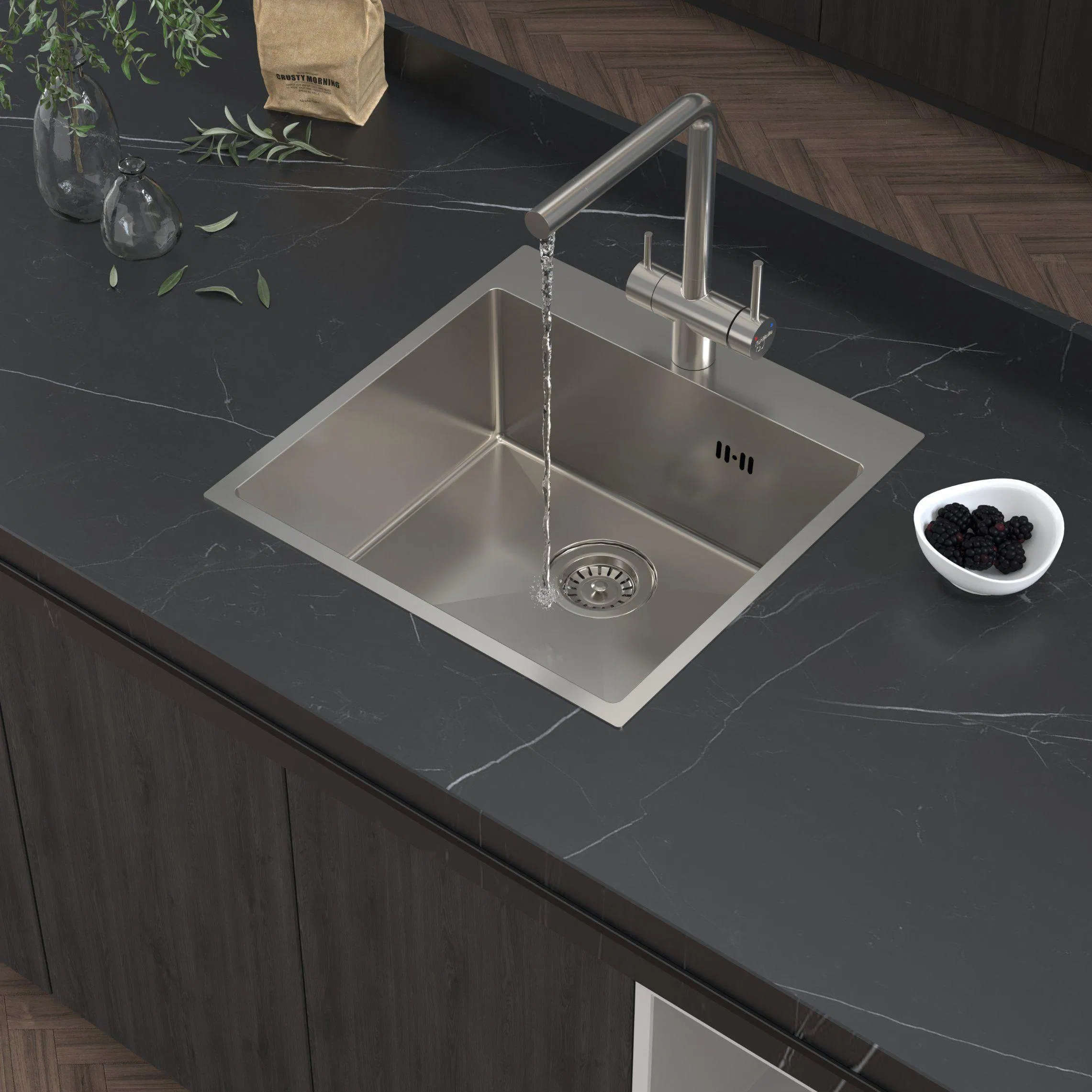 PVD Nano Black Topmount Stainless Steel Single Bowl Small Kitchen Sink