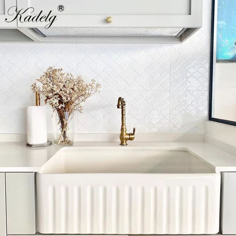Modern Design 30 Inches White Single Bowl Farm House Sink Apron Front Ceramic Farmhouse Kitchen Sink