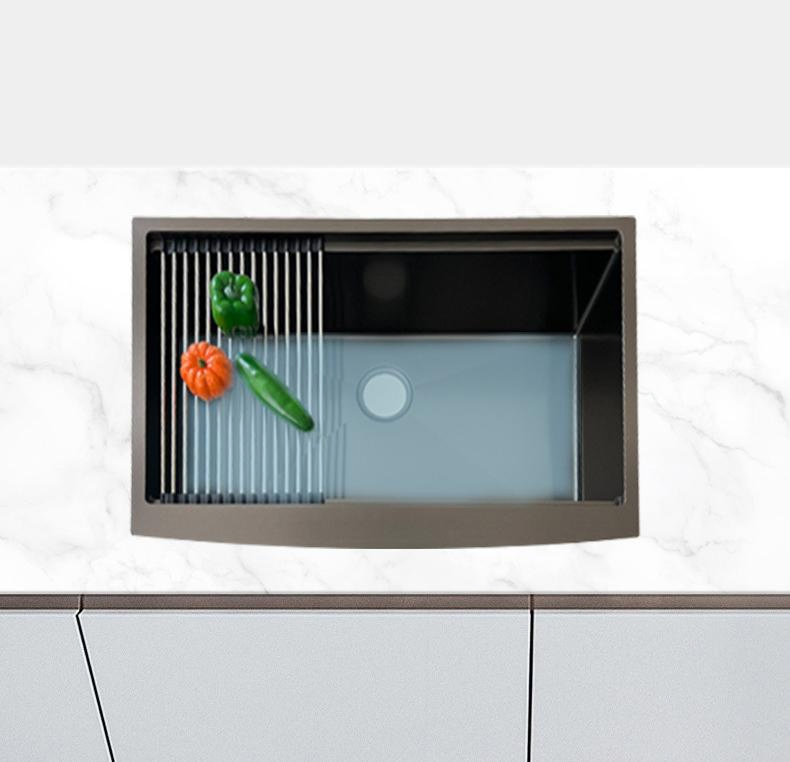 The Kitchen Sink Handmade Basin Rounded Corner Steps Single Pot Cross -Border Home Stainless Steel Single Slot Wash Basin