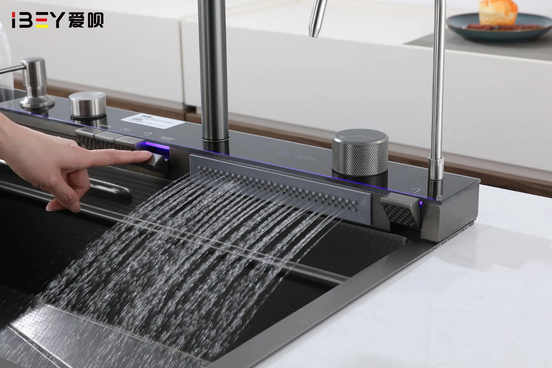 Ibey Nano Stainless Steel Kitchen Sink with Integrated Faucet and Temperature Control