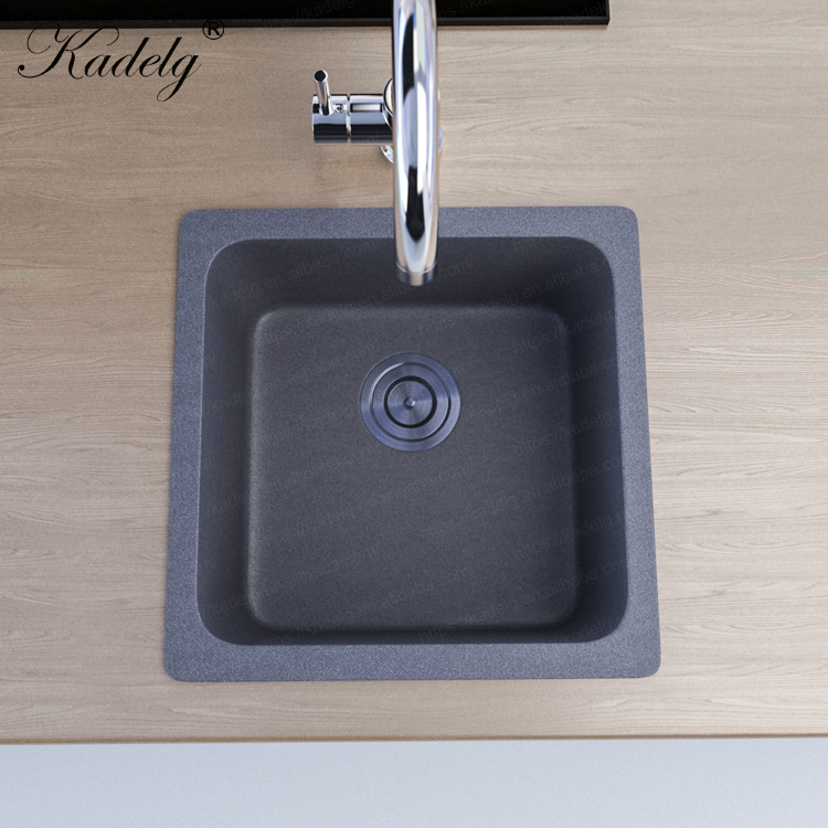 Small Size Grey Single Bowl Undermount Granite Composite Kitchen Sink Vent Pipe