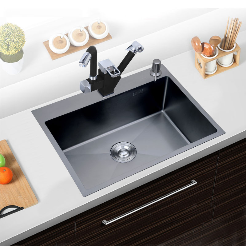 High-Quality 304 Stainless Steel Kitchen Sink with Integrated Drain Rack